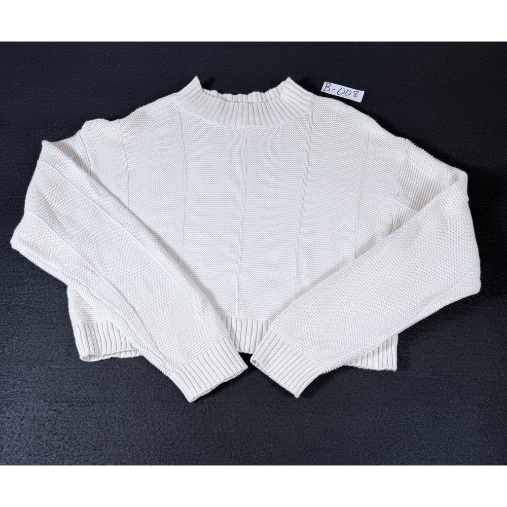 LA Hearts Women Cream Cotton Cropped Mock Neck Sweater Size M